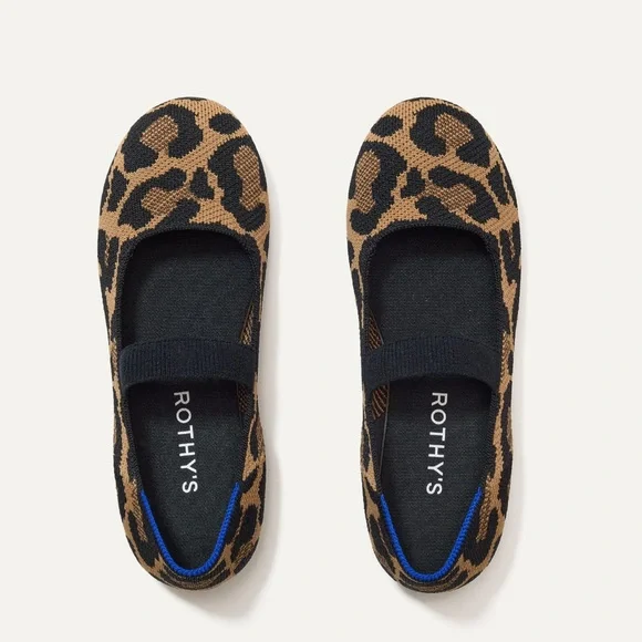 Kids ROTHY’S Mary Jane leopard shoes- amber cat. Size 2 - Picture 1 of 10